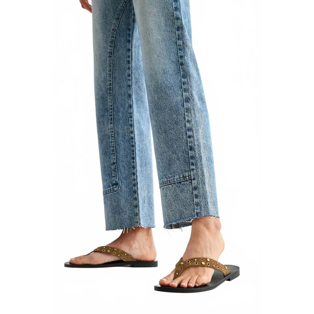 NEW CAMELLIA studded high-waist straight-leg jeans in med washed - Picture 5 of 6